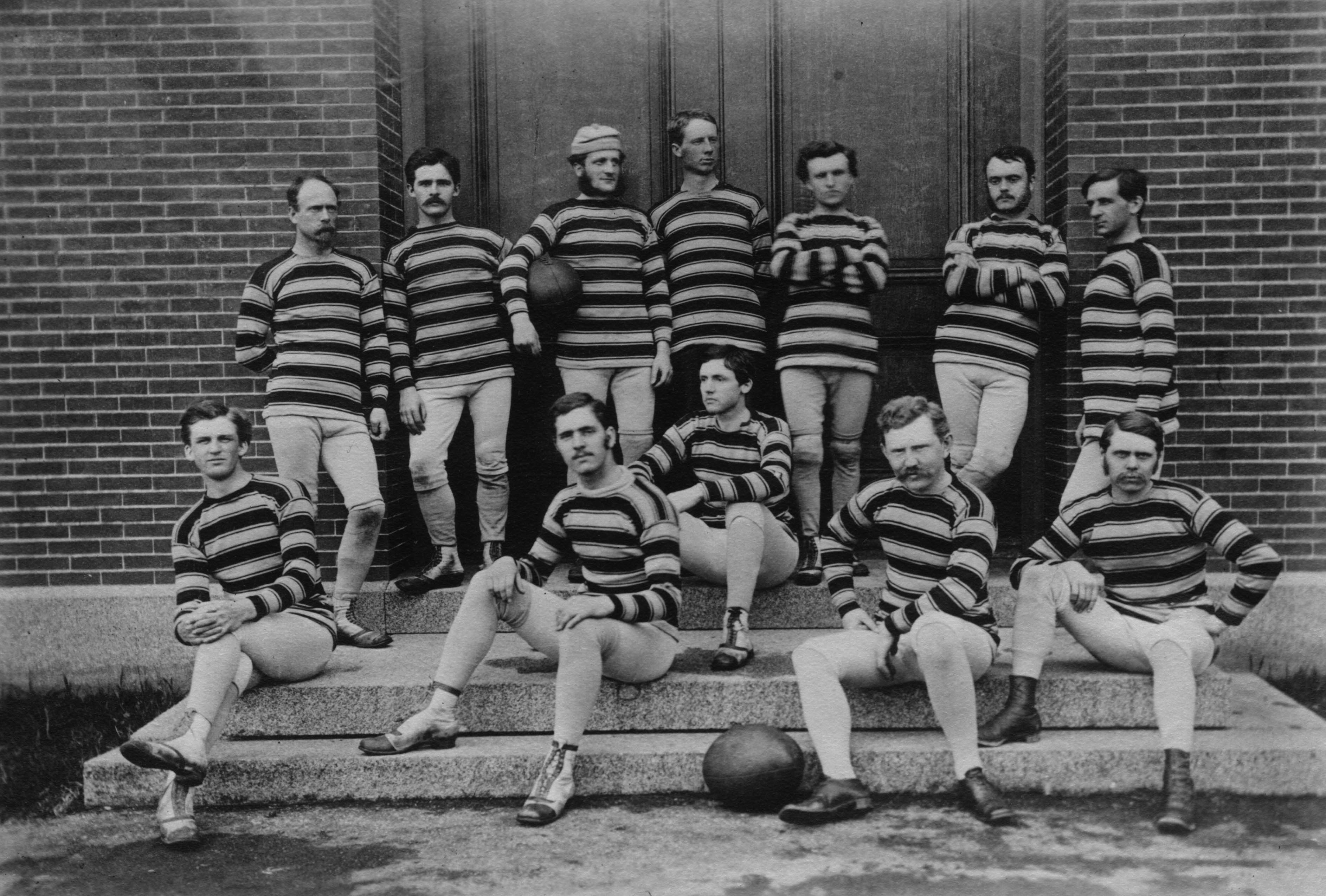 The Tufts Football Team, 1876 — just a year after their landmark win against Harvard.