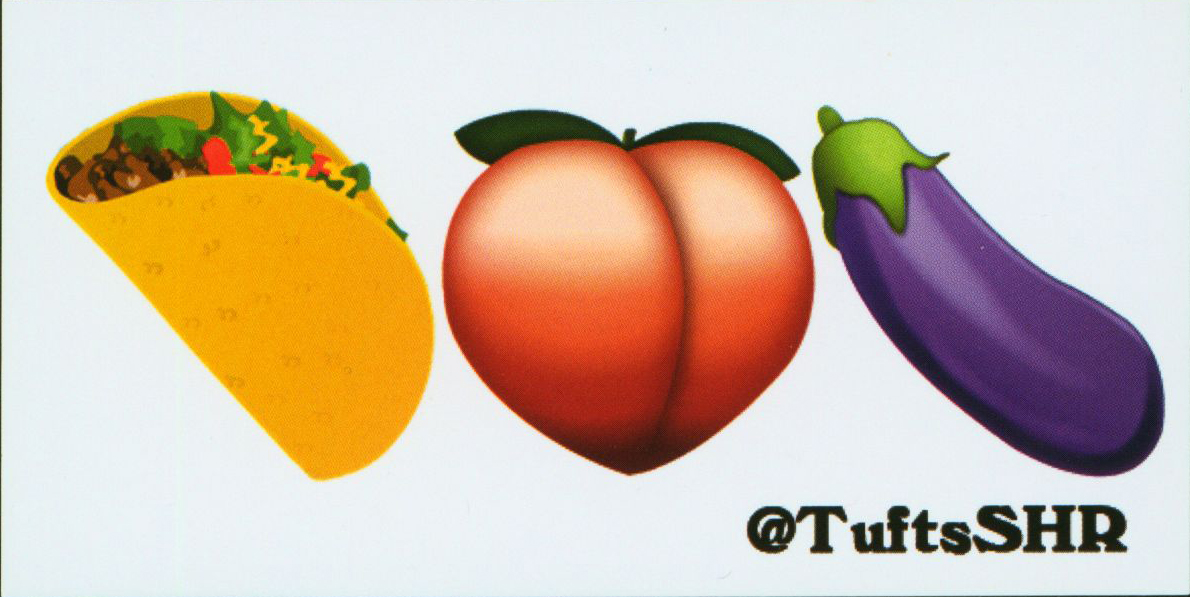 Emoji taco, peach, and eggplant