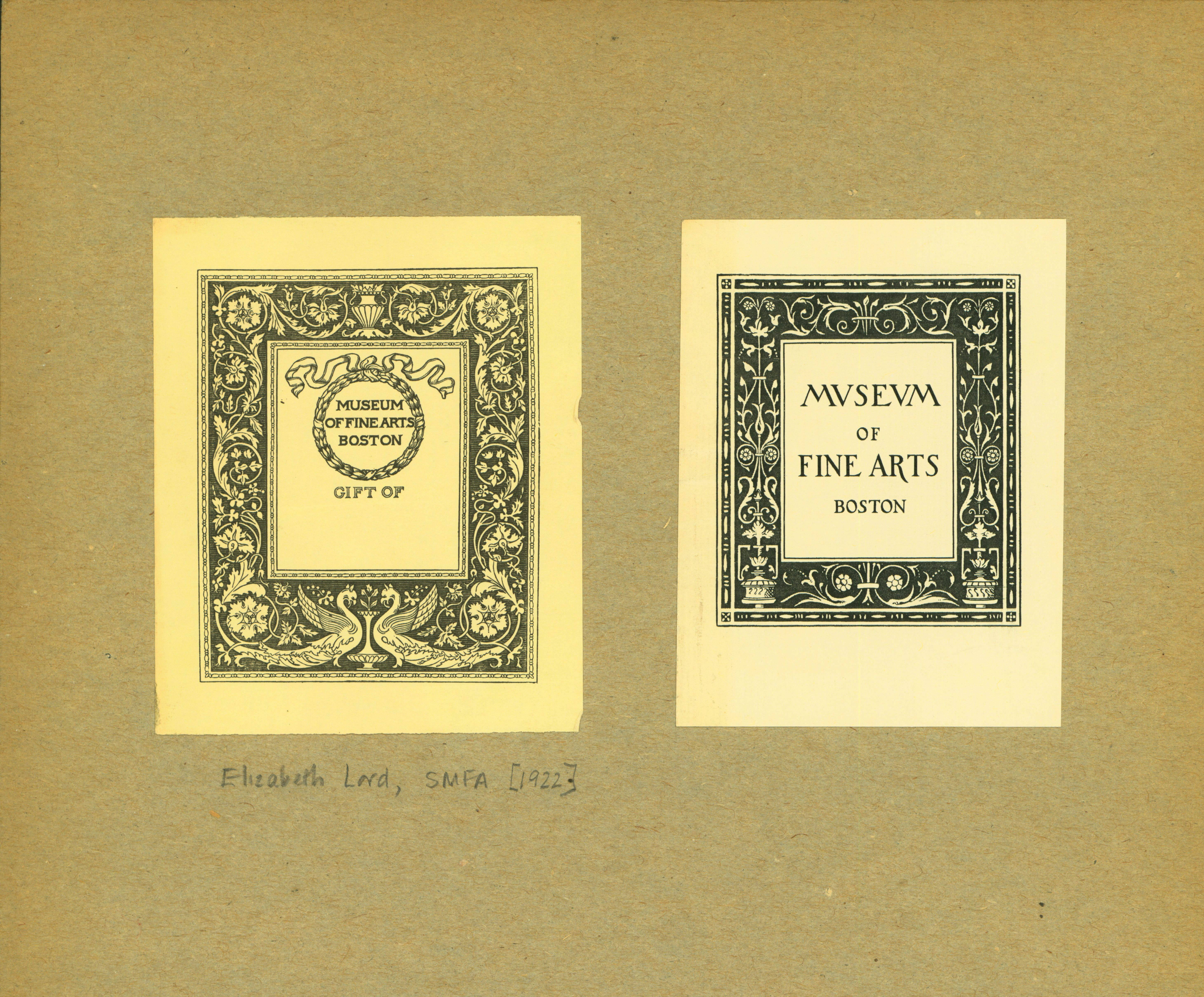 Scan of Museum of Fine Arts bookplates by Elizabeth Lord.