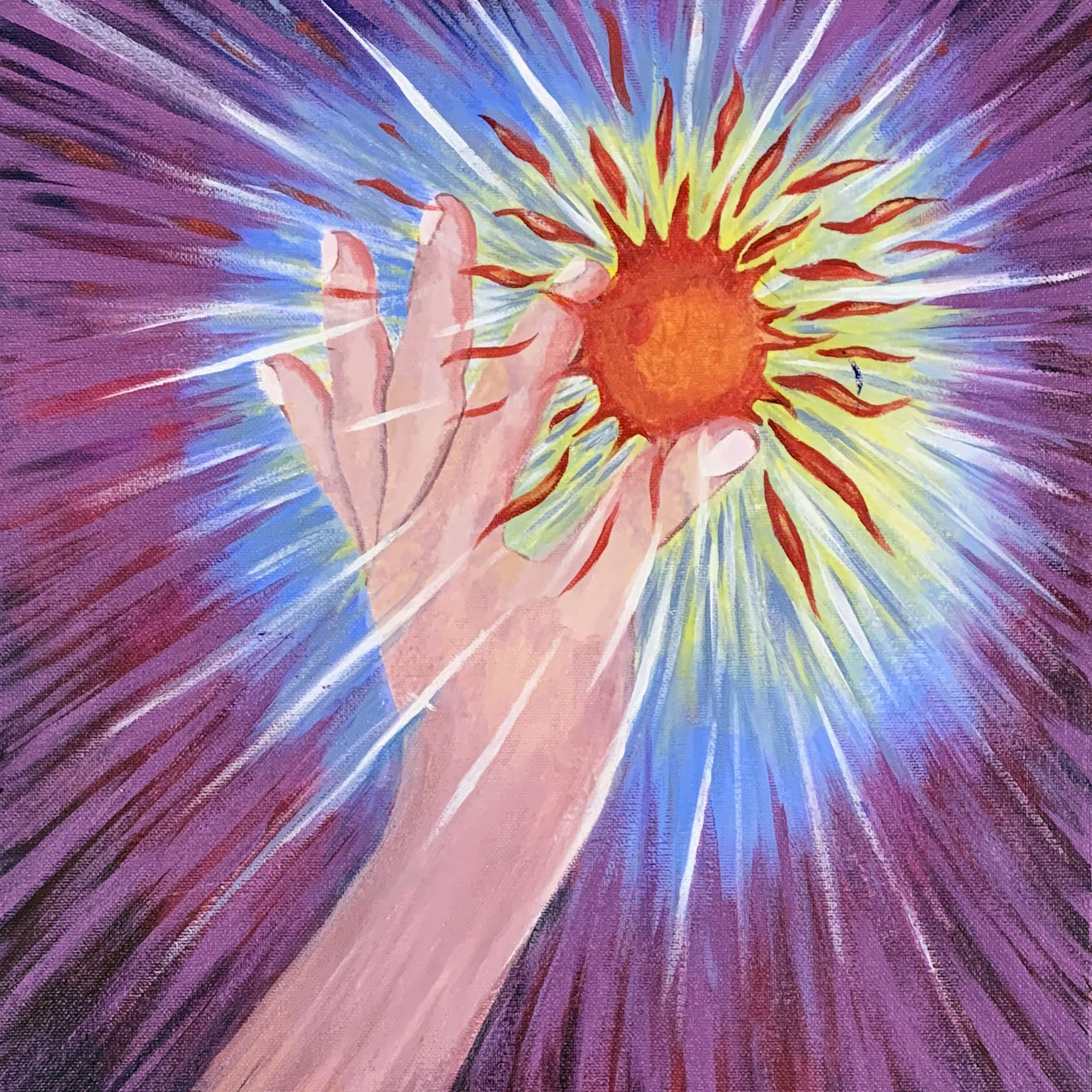 Hand holding sun visual art by Ruben Radillo