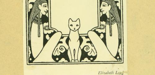 Bookplate by Elizabeth Lord with cat sketch.