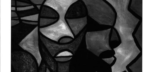 Grey scale drawing, abstract; Onyx 1999.