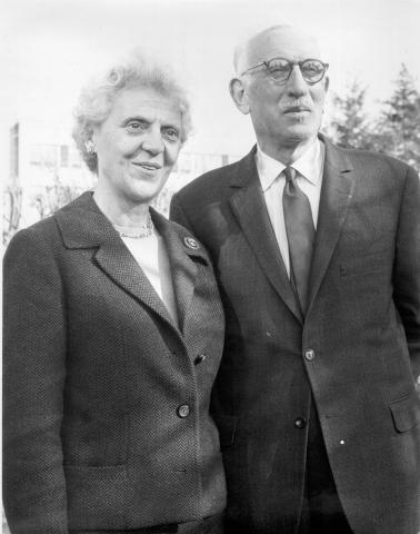 Black and white photo of Charlotte and Donald MacJannet.