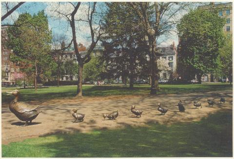 Color image of "Make Way for Ducklings" sculpture.