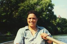 Danielle Abrams rowing a boat